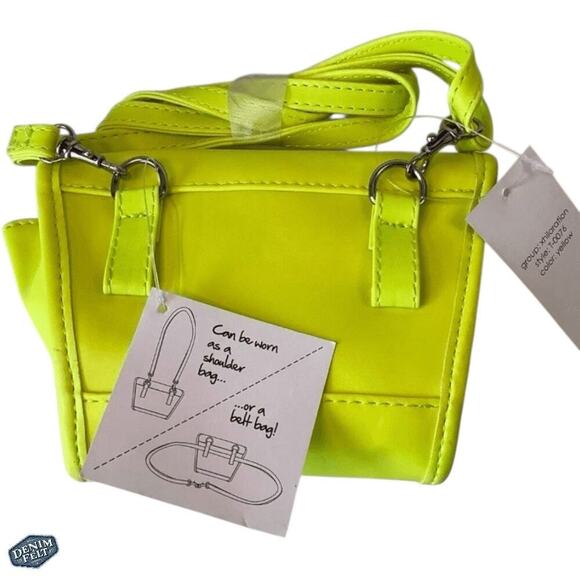 MONDANI NEW YORK XHILARATION BRIGHT NEON YELLOW SHOULDER/BELT BAG/PURSE | NEW!! - Picture 2 of 8